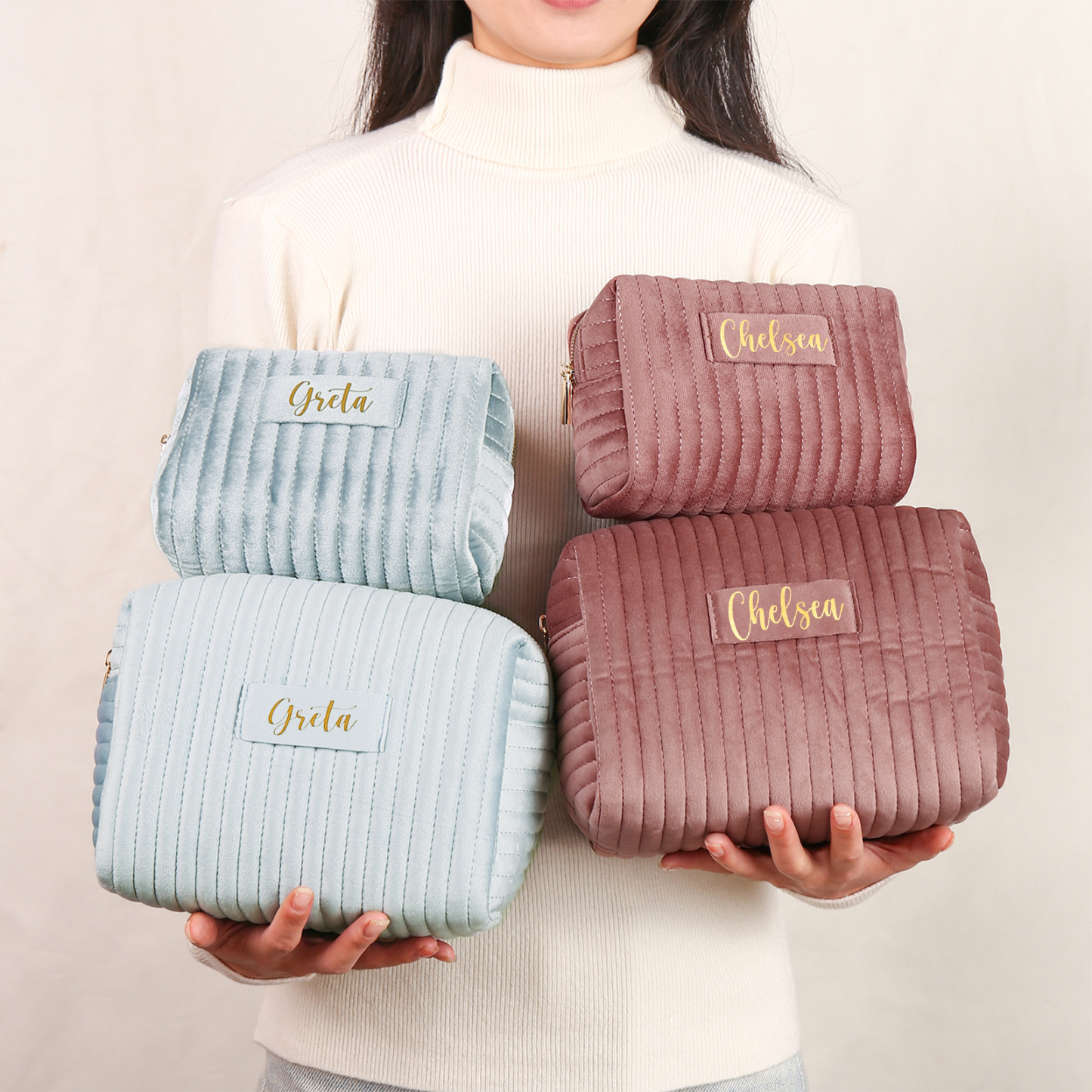 Personalised Name Cosmetic Bag Zipper Makeup Bag Jewelry Storage Bag Gifts for Her-Jessemade AU