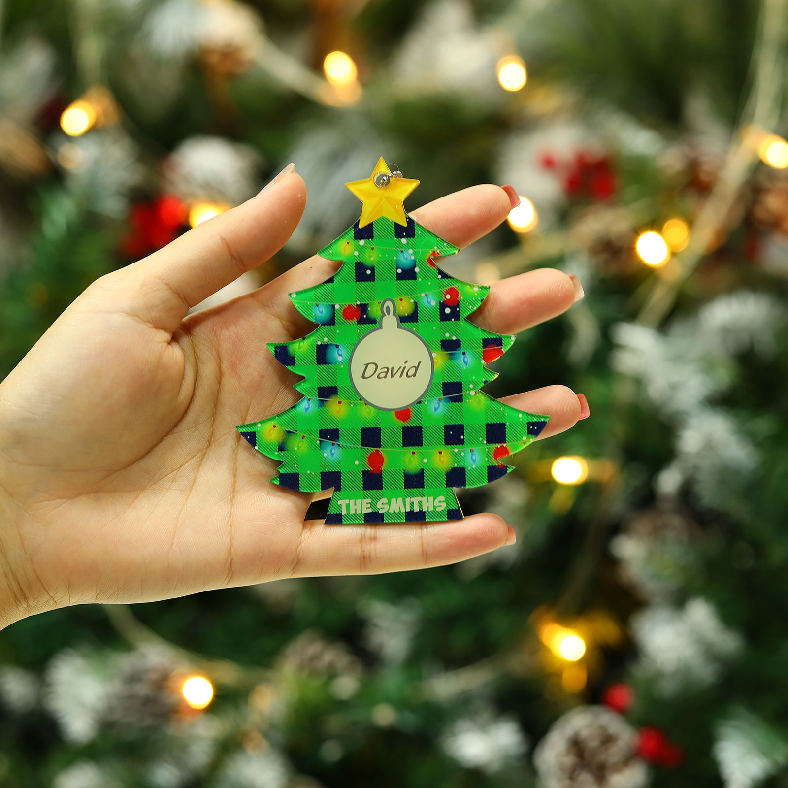 1 Name - Personalised Acrylic Christmas Tree Ornaments Customised Text & Name Xmas Pendant Gifts for Family Friends-Jessemade AU