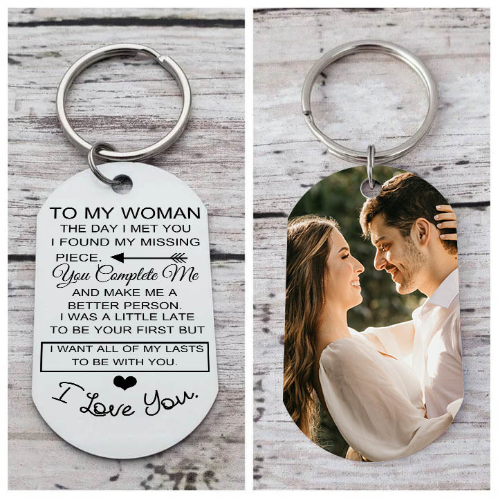 To My Man/Woman Custom Photo Keyring Couple Keychain Stainless Steel Keychain Valentine's Day Gift for Couples-Jessemade AU