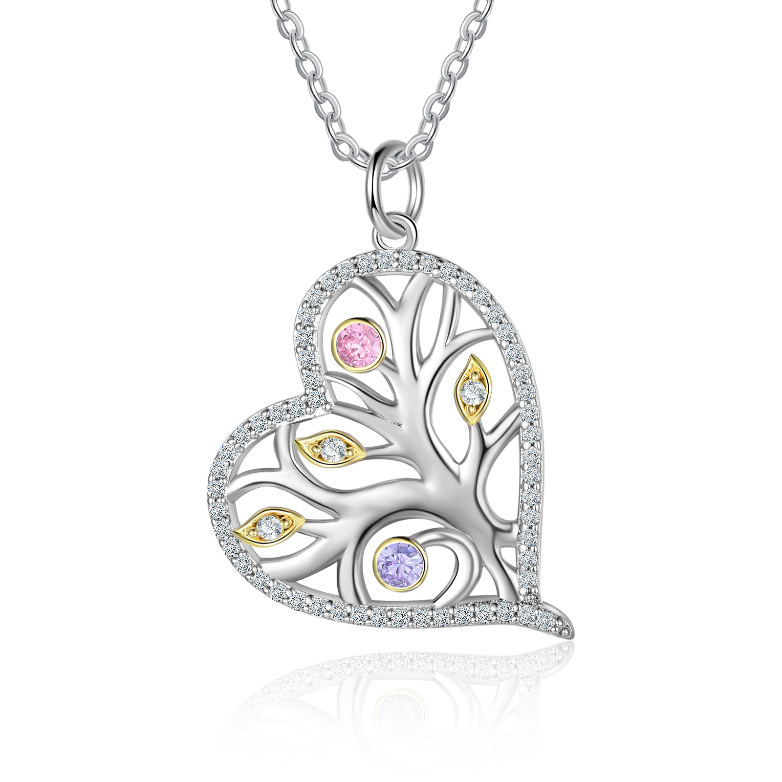 Personalised Family Tree Necklace With 2 Birthstones Custom Names Best Gift For Mother-Jessemade AU