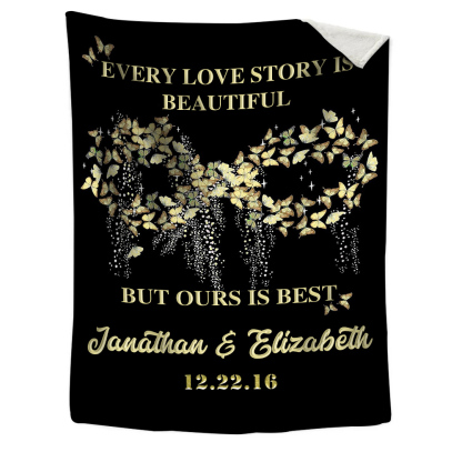 Personalised Couple Blanket Customised 2 Names & Date Blanket Gift for Him/Her - Every Love Story Is Beautiful, But Ours Is Best-Jessemade AU
