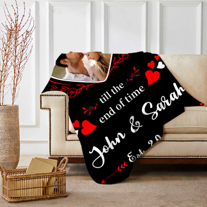 Personalised Couple Blanket Customised 2 Names & Date & Photo Blanket Gift for Him/Her - I Love You Till The End Of Time-Jessemade AU