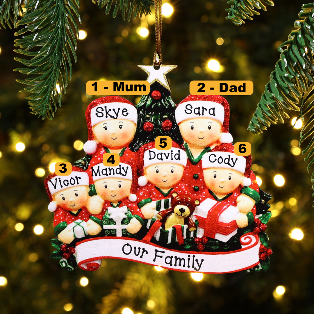 Personalised Christmas Tree Ornament Custom 6 Family Members Names Ornament-Jessemade AU