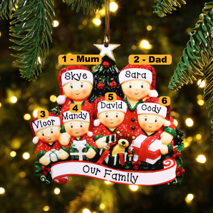 Personalised Christmas Tree Ornament Custom 6 Family Members Names Ornament-Jessemade AU