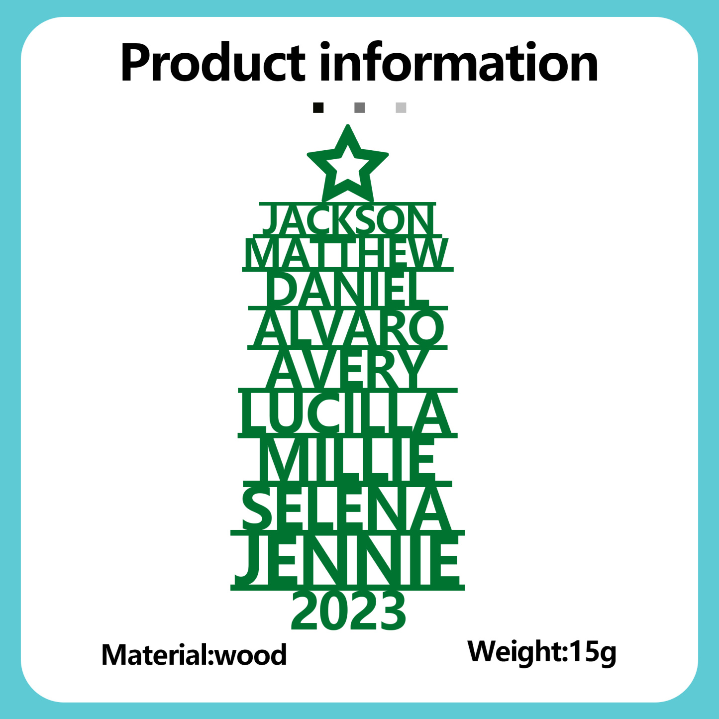 9 Names - Personalised Christmas Tree Ornaments Customised Name Xmas Wooden Decor Gifts for Family Friends-Jessemade AU