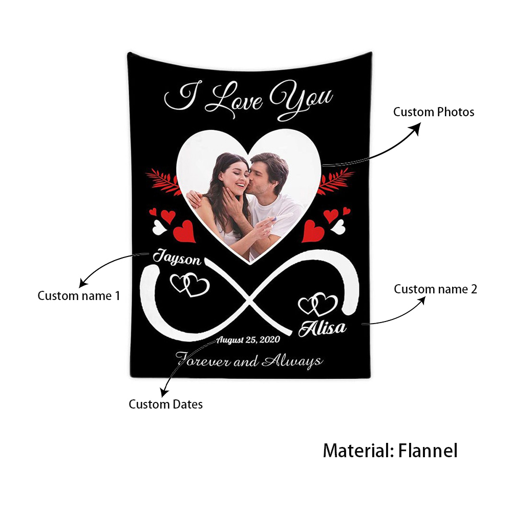 Personalised Couple Blanket Engrave Photo Sweet Gift "I love you forever and always"-Jessemade AU