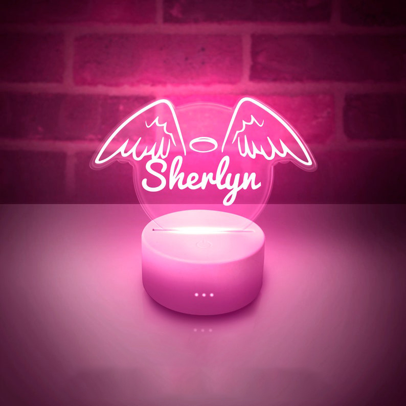 Personalised 7 Colours Changing Night Light Custom Name Wings LED Lamp Gifts For Kids-Jessemade AU