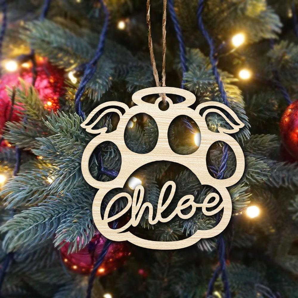 Angel Wings Pet Paw Ornament Personalised Name Wooden Memorial Gifts-Jessemade AU