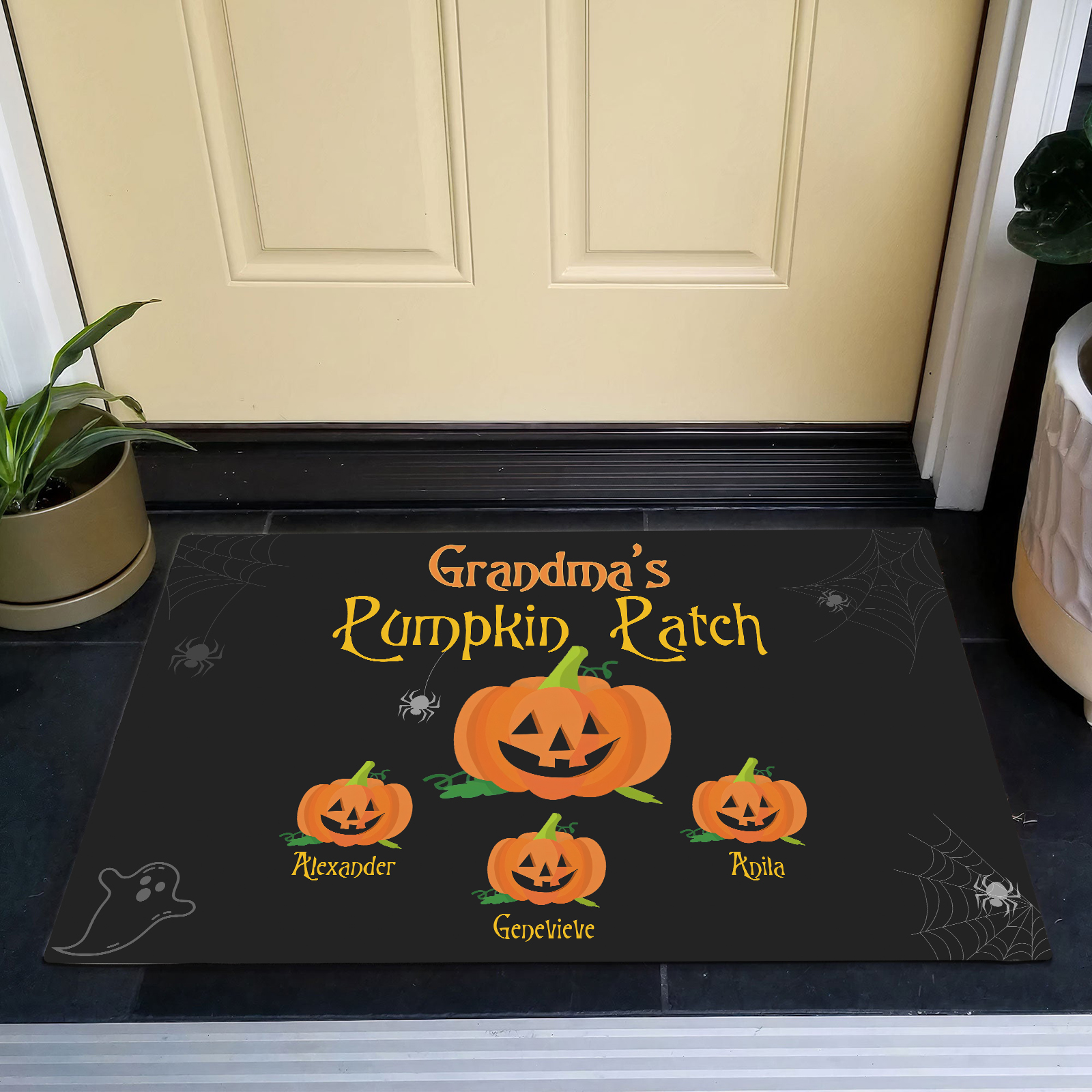 Personalised Halloween Doormat Custom 4 Names Pumpkin Doormat Home Decor - Grandma's Pumpkin Patch-Jessemade AU
