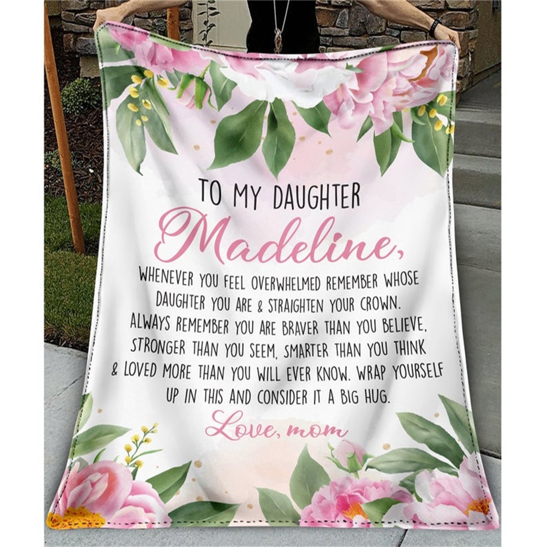 To My Daughter Straighten Your Crown Flannel Blanket-Jessemade AU