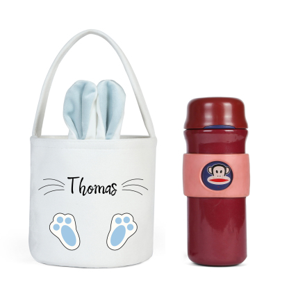 Personalised Bunny Tote Bag Custom Name Bunny Basket Bucket Bag Easter Gifts-Jessemade AU