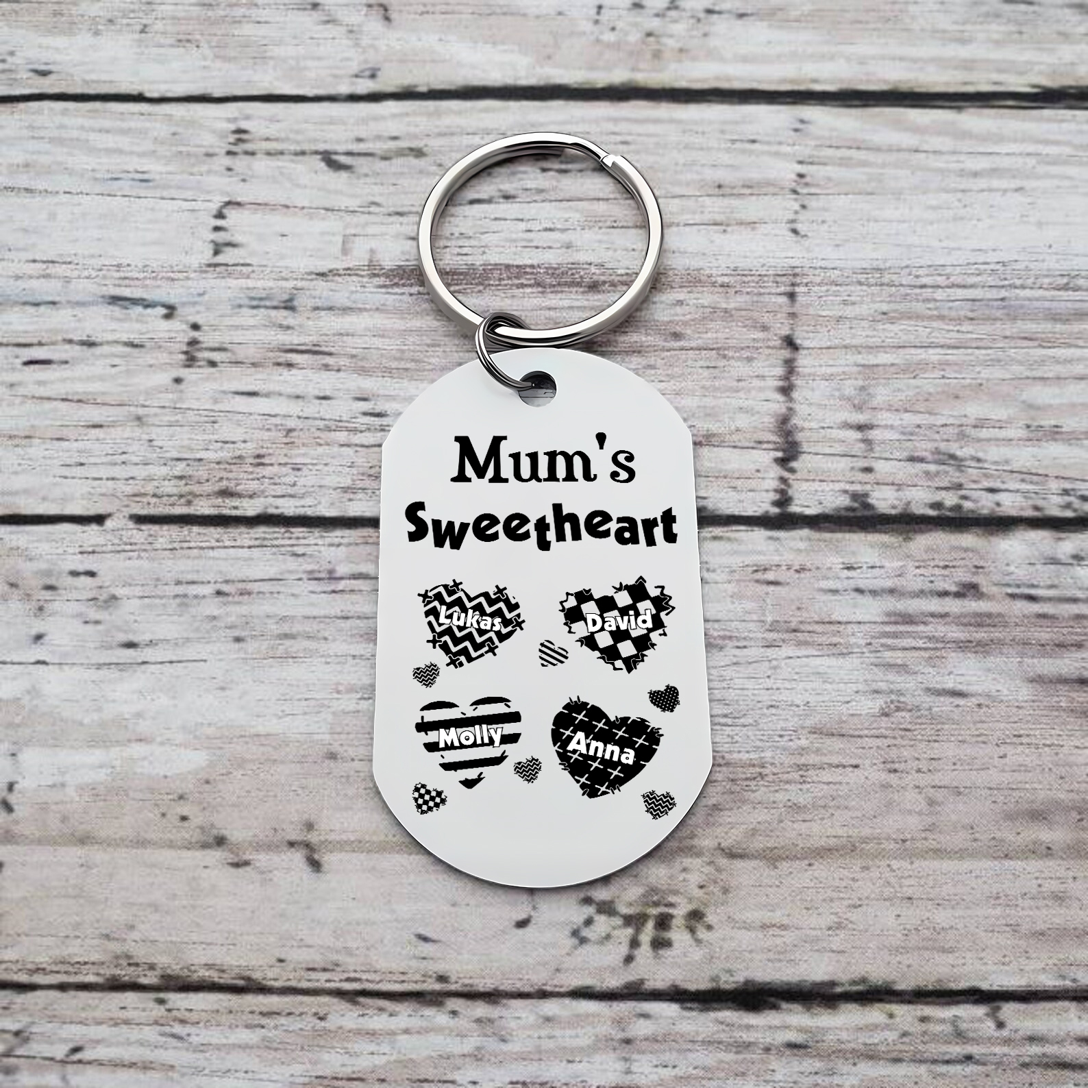 Personalised 4 Names Keychain Hearts Family Keychain Mother's Day Gift - Mum's Sweetheart-Jessemade AU