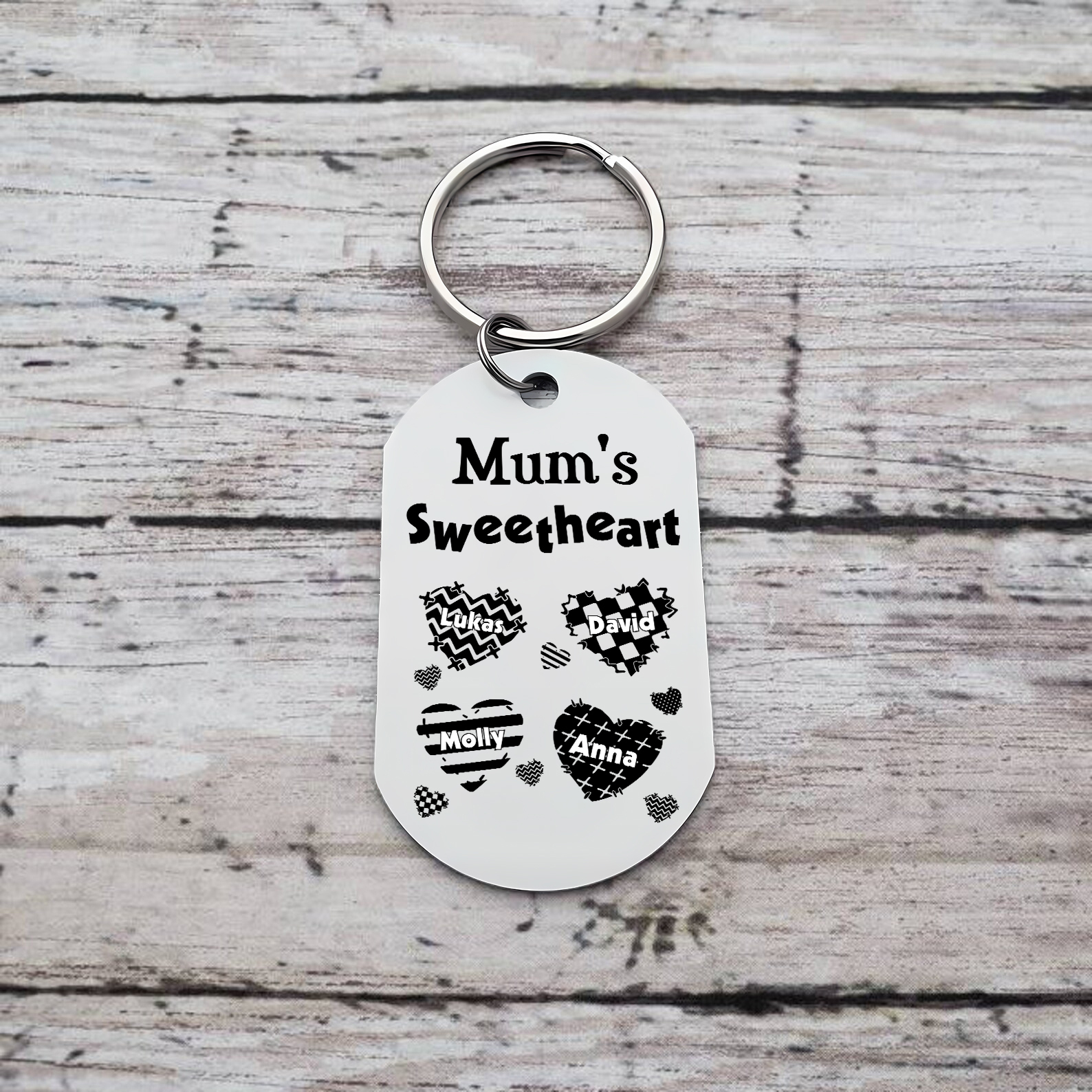 Personalised 4 Names Keychain Hearts Family Keychain Mother's Day Gift - Mum's Sweetheart-Jessemade AU