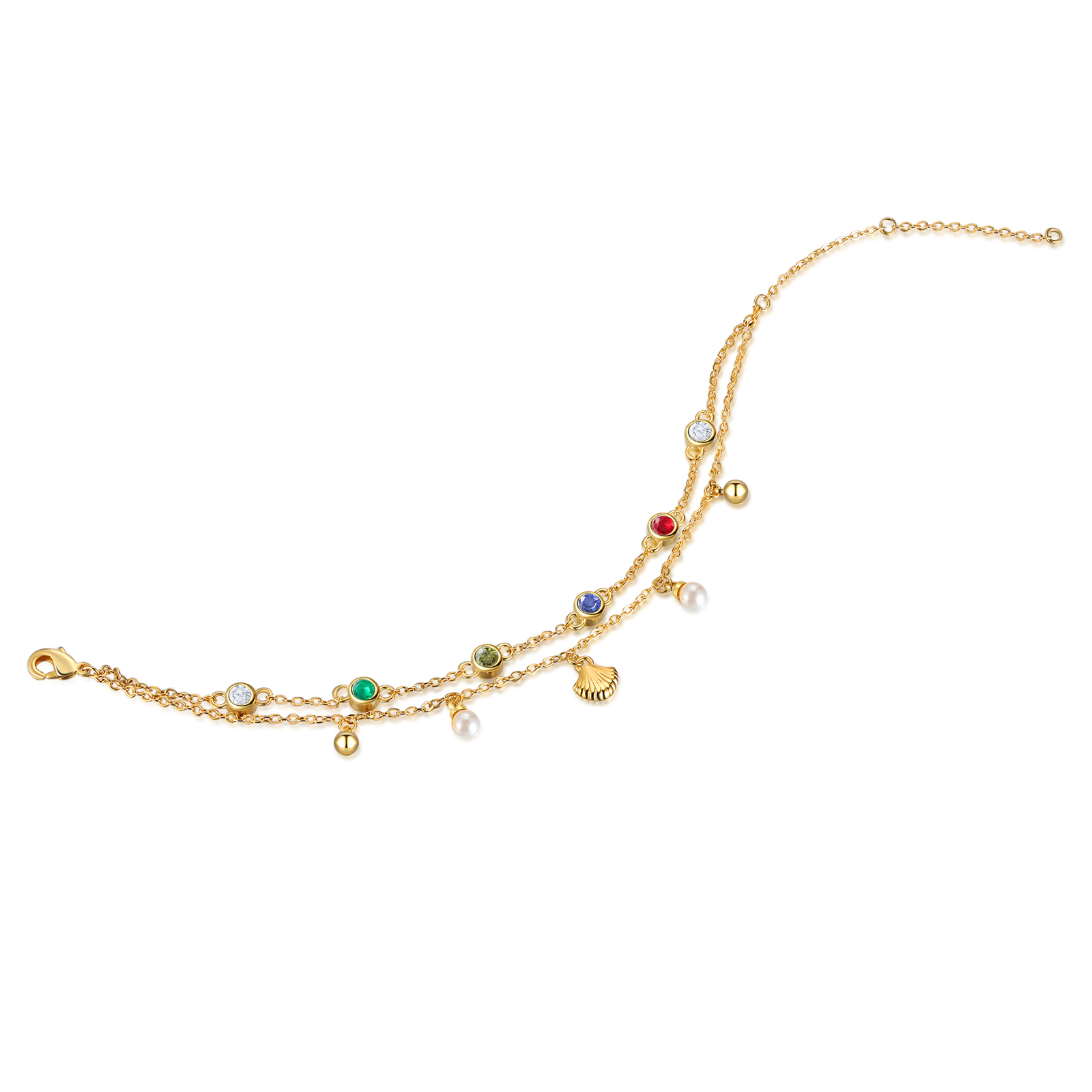 Personalised Women's Bracelet Custom 4 Birthstones Bracelet Gold Adjustable Bracelet Birthday Gift for Her-Jessemade AU