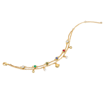 Personalised Women's Bracelet Custom 4 Birthstones Bracelet Gold Adjustable Bracelet Birthday Gift for Her-Jessemade AU