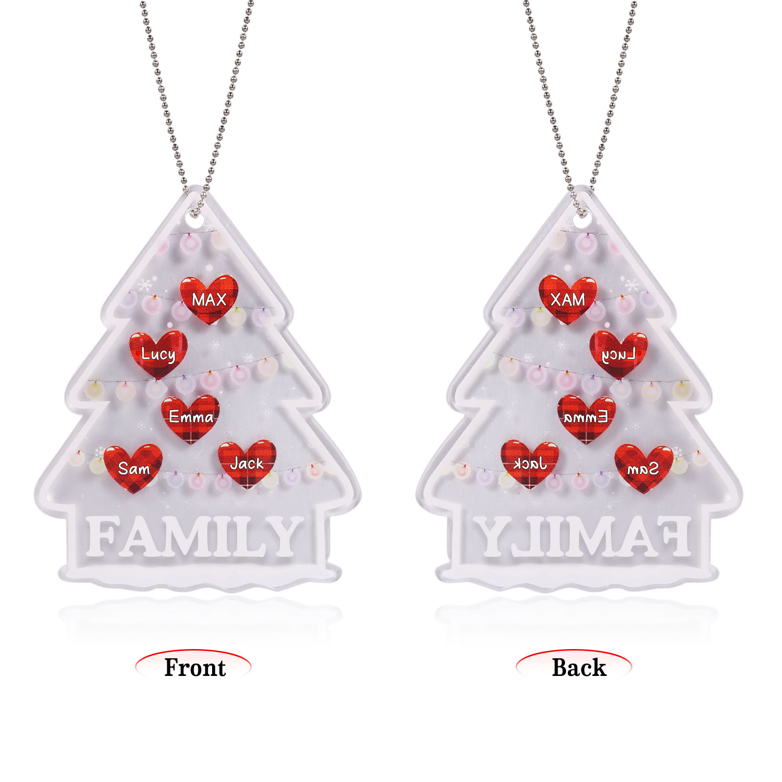 5 Names - Personalised Acrylic Christmas Ornaments Customised Text & Name Xmas Pendant Gifts for Family Friends-Jessemade AU