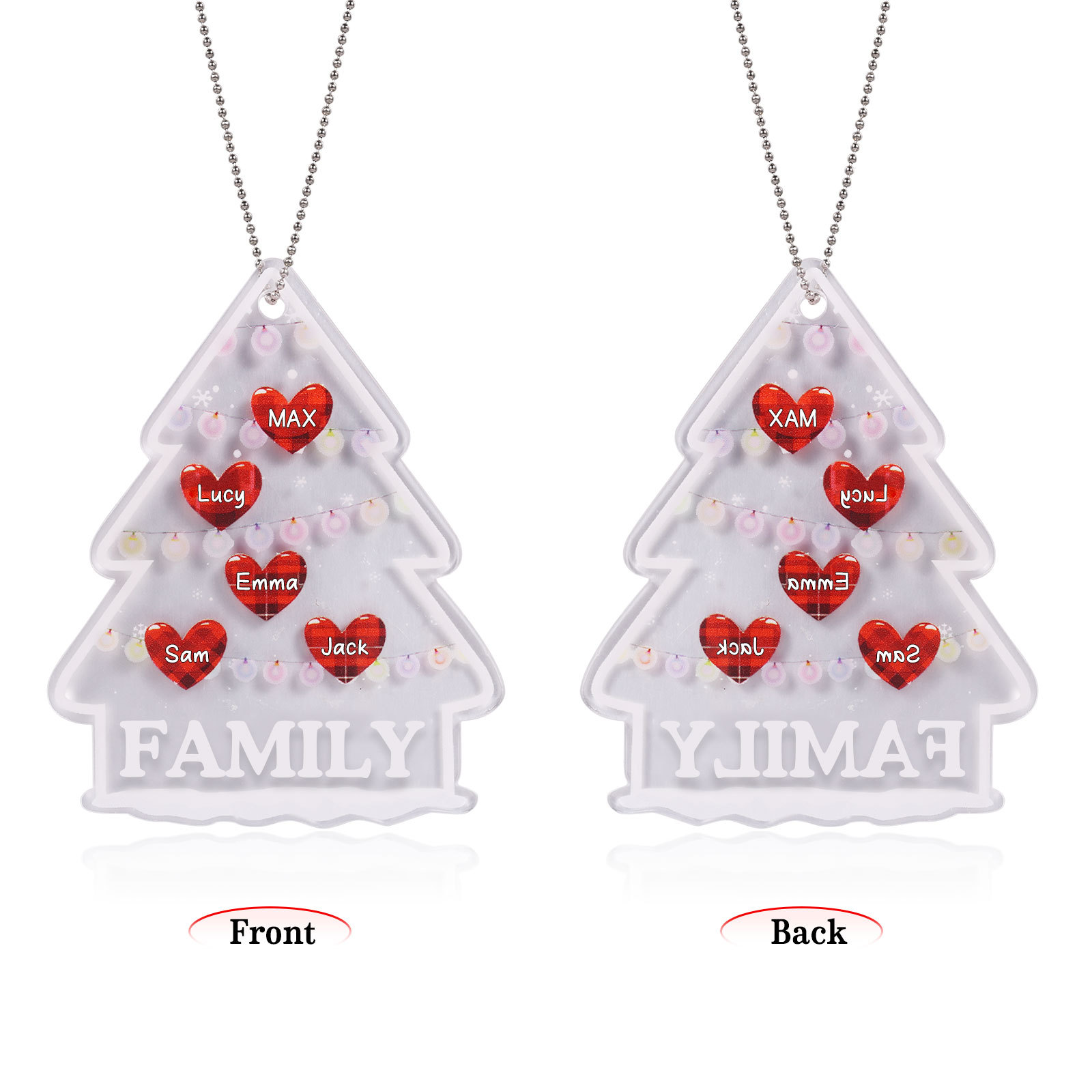 5 Names - Personalised Acrylic Christmas Ornaments Customised Text & Name Xmas Pendant Gifts for Family Friends-Jessemade AU