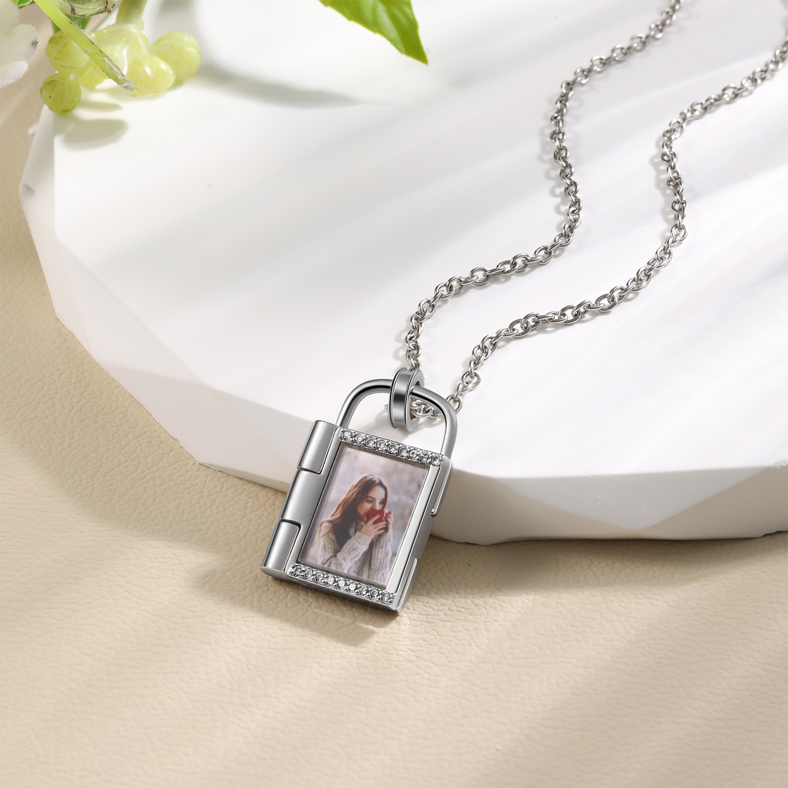 Personalised Padlock Necklace Customised Engrave Photo Love Lock Necklace Romantic Gifts-Jessemade AU