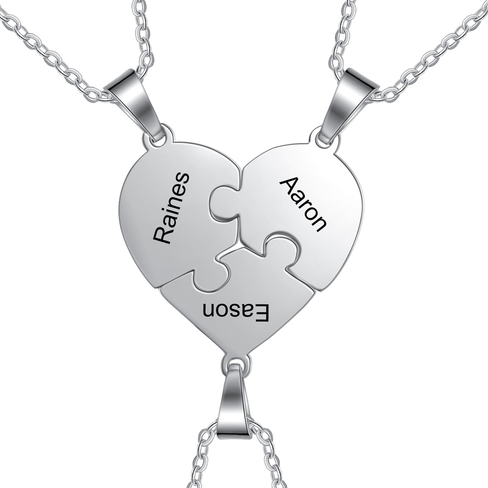 Personalised Heart Puzzle Necklace With 3 Names Gifts For Her-Jessemade AU