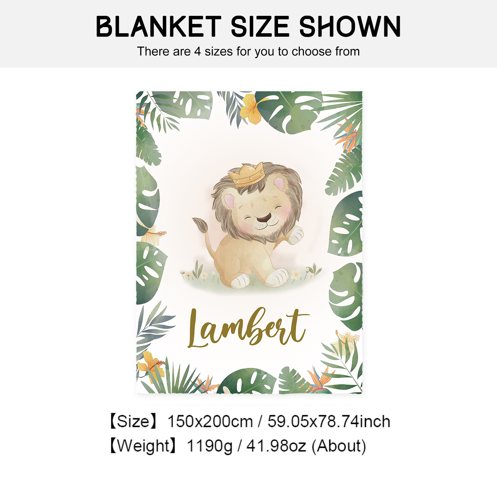 Personalised Lion Blanket Custom Name Cute Cartoon Blanket-Jessemade AU
