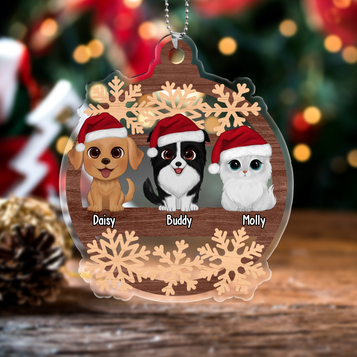 Pet Christmas Ornaments Customised 1–6 Names Wooden Christmas Decor Personalised Gifts for Family Friends-Jessemade AU