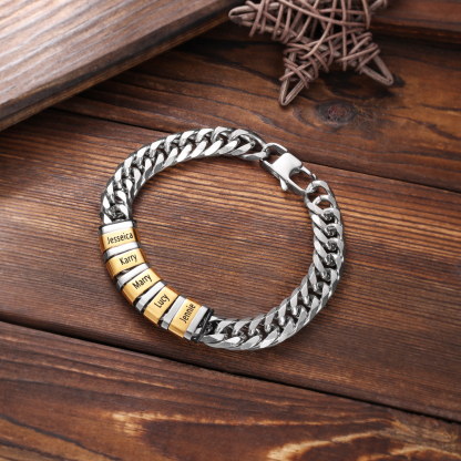 Personalised Cuban Chain Bracelet Customised Name Bracelet with 1 Beads