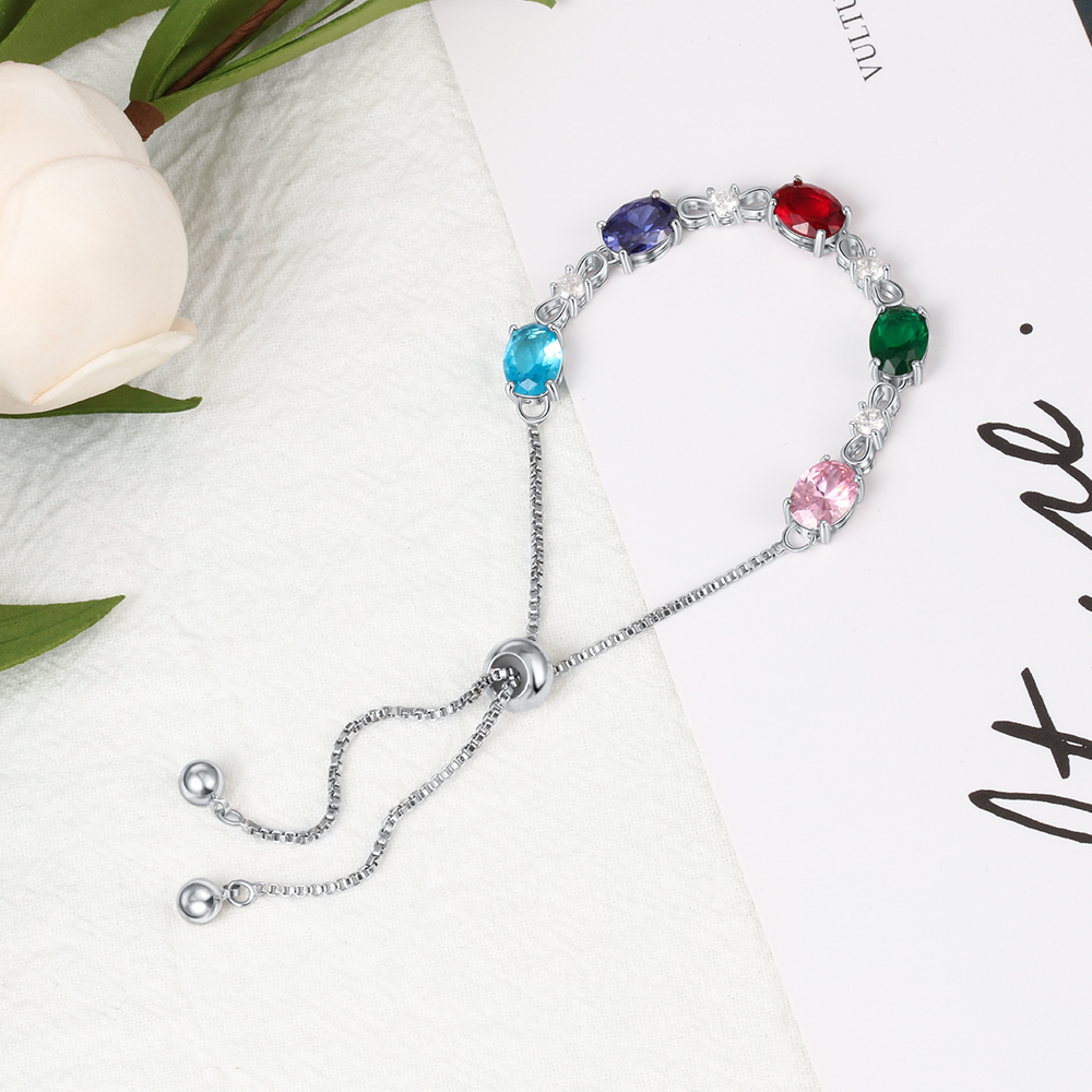 Personalised Bracelet With 5 Birthstones Gift For Her-Jessemade AU