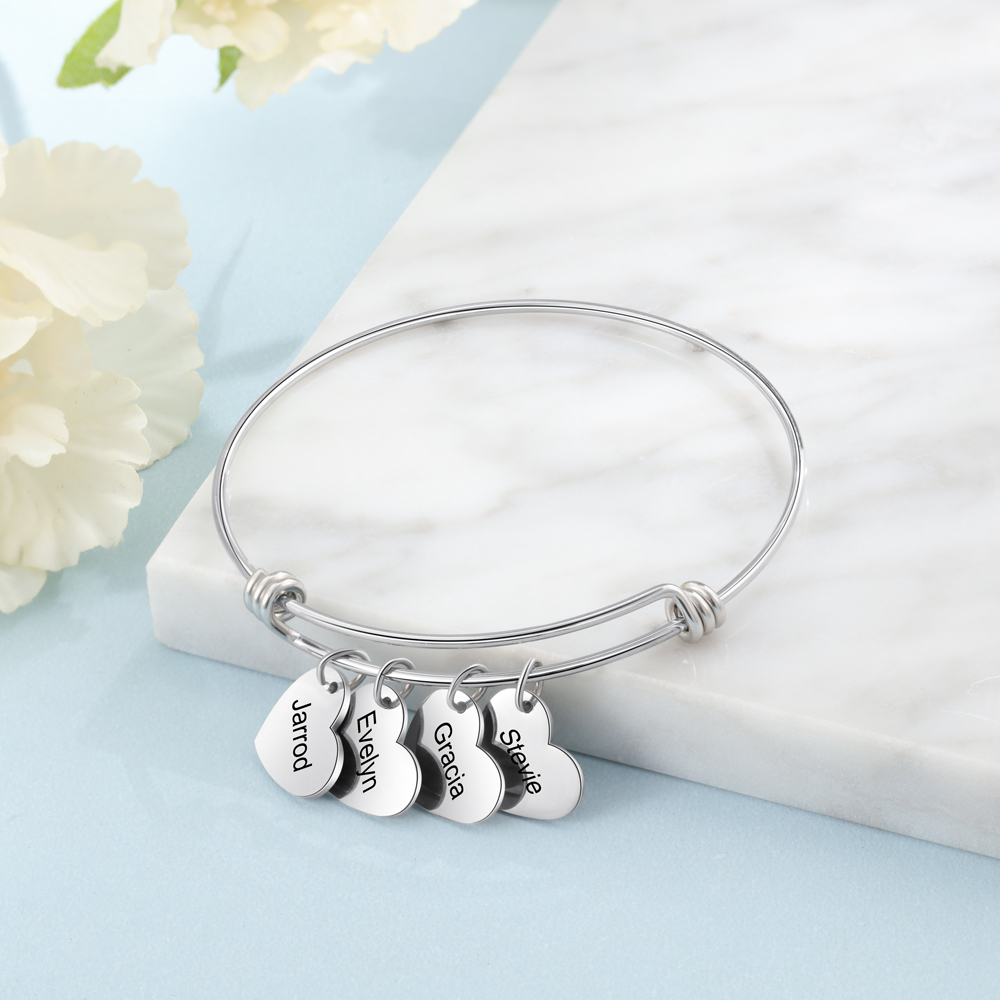 Jessemade Personalised 5 Names-Hearts Bracelet For Her-Jessemade AU