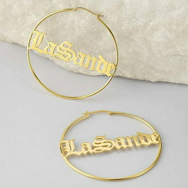 Customised Name Earring Name Hoop Earrings Gifts for Her-Jessemade AU
