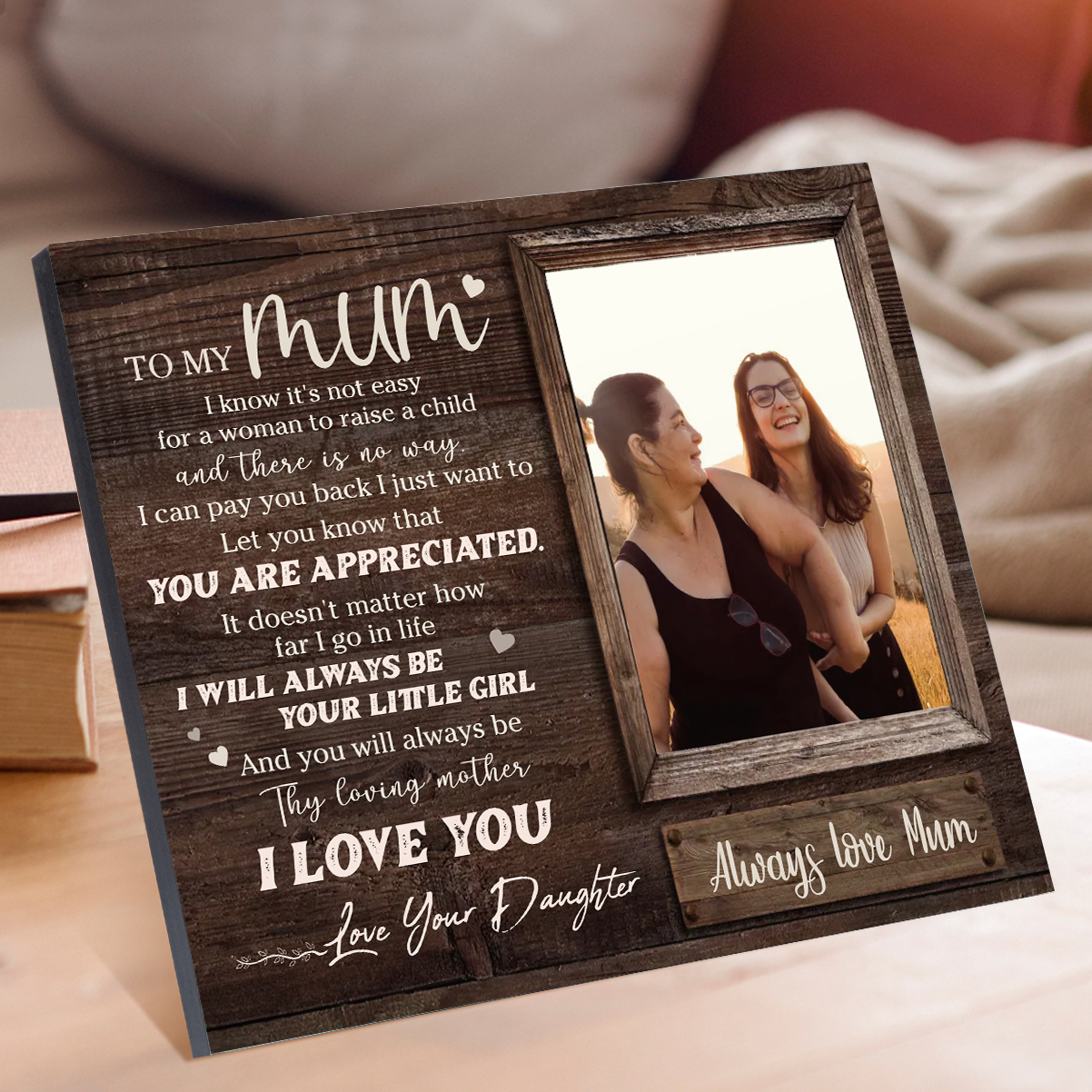 To My Mum Picture Board Customised Photo Keepsake Wood Signs Photo Frame Gifts For Mother-Jessemade AU