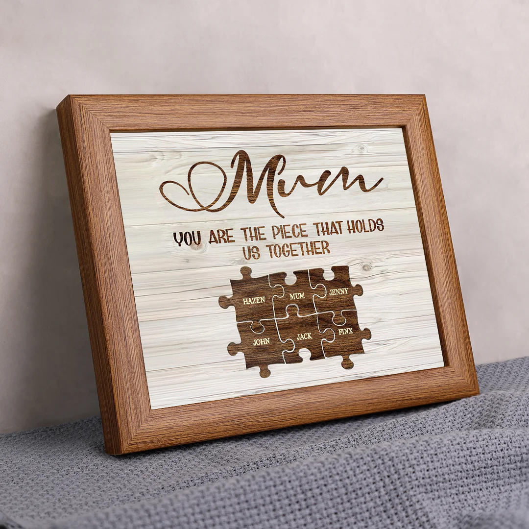 Personalised Mum Puzzle Picture Frame With Light Custom 6 Names Decor Gifts For Mother - You are the piece that holds us together-Jessemade AU
