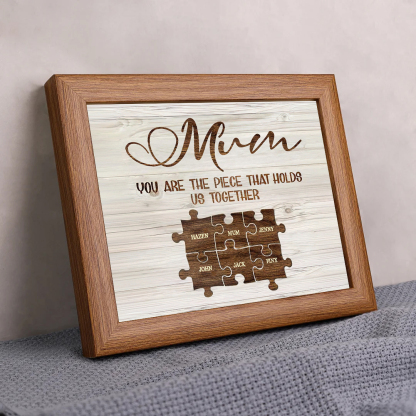 Personalised Mum Puzzle Picture Frame With Light Custom 6 Names Decor Gifts For Mother - You are the piece that holds us together-Jessemade AU