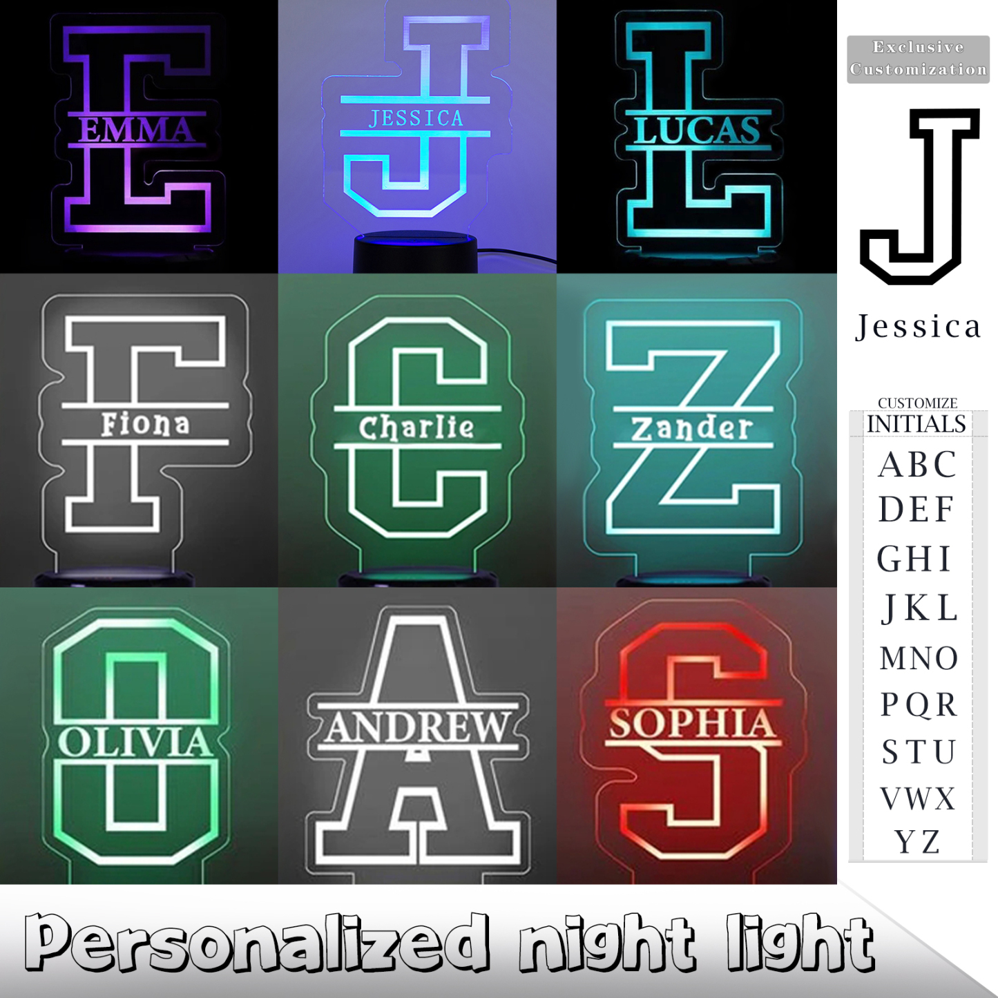 Personalised Big letter Night Light-Jessemade AU