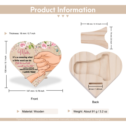 To My Amazing Mom I LOVE YOU Wooden Flowers Heart Keepsake Desktop Ornament Mothers Gifts-Jessemade AU