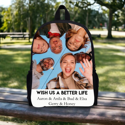 Personalised Photo and names Backpack Photo Print School Bag With Text Gifts for Kids-Jessemade AU
