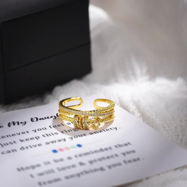 To My Daughter-S925 Spinning Bead Fidget Ring