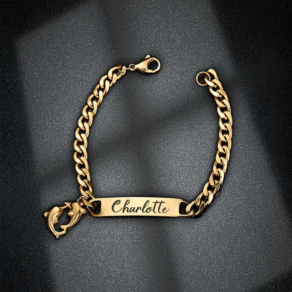 Baby Name Bracelet Personalised 1 Name Bracelet Dolphin Customised Bracelet Child Gift-Jessemade AU
