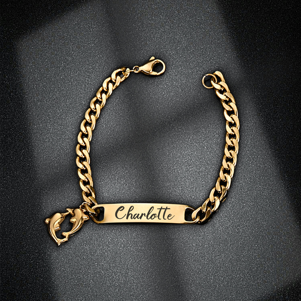 Baby Name Bracelet Personalised 1 Name Bracelet Dolphin Customised Bracelet Child Gift-Jessemade AU