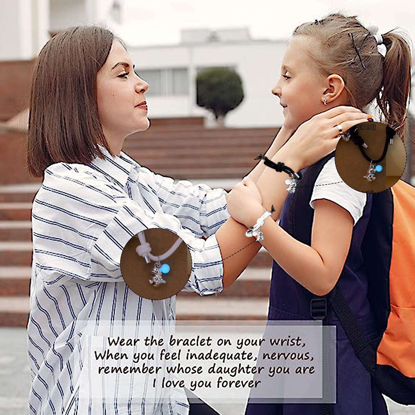 Two Souls One Heart Bracelet With Dinosaur Pendant Magnetic Bracelet Set-Jessemade AU