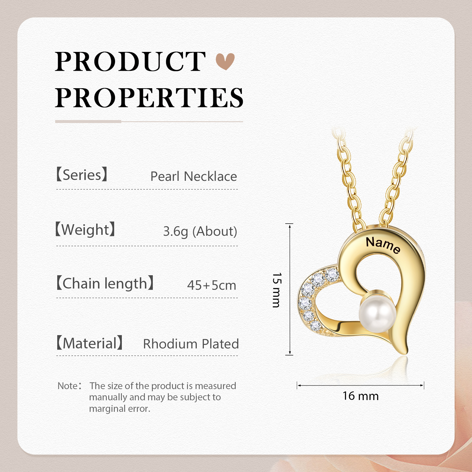 1 Name - Personalised Heart Shape Pendant Necklace Women's Customised Name Necklace Pearl Necklace Birthday Gift for Mother-Jessemade AU