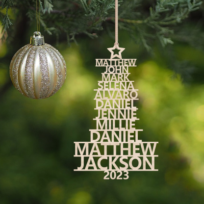 11 Names - Personalised Christmas Tree Ornaments Customised Name Xmas Wooden Decor Gifts for Family Friends-Jessemade AU