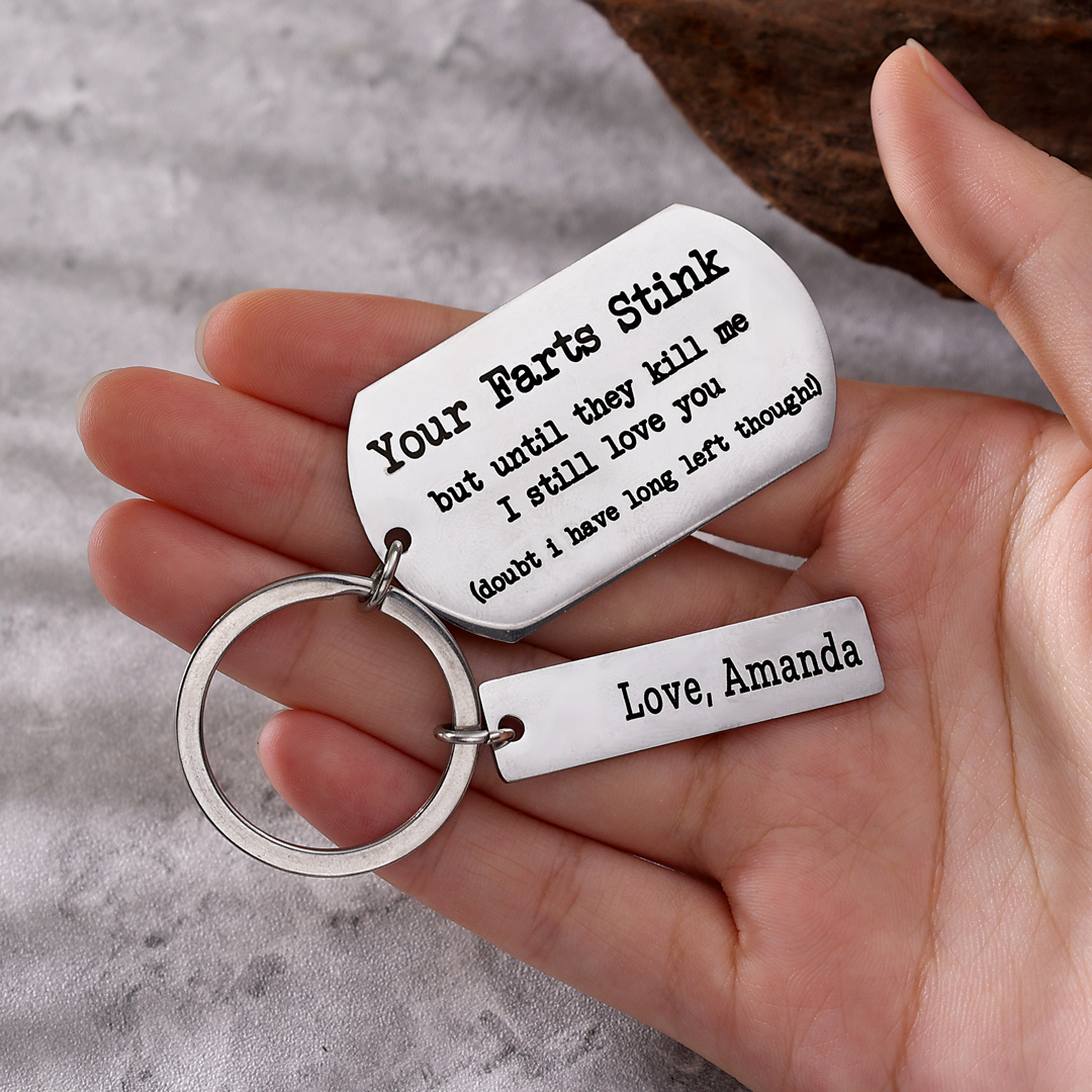 Your Farts Stink But I Love You Keychain Personalised Funny Couple Gift-Jessemade AU