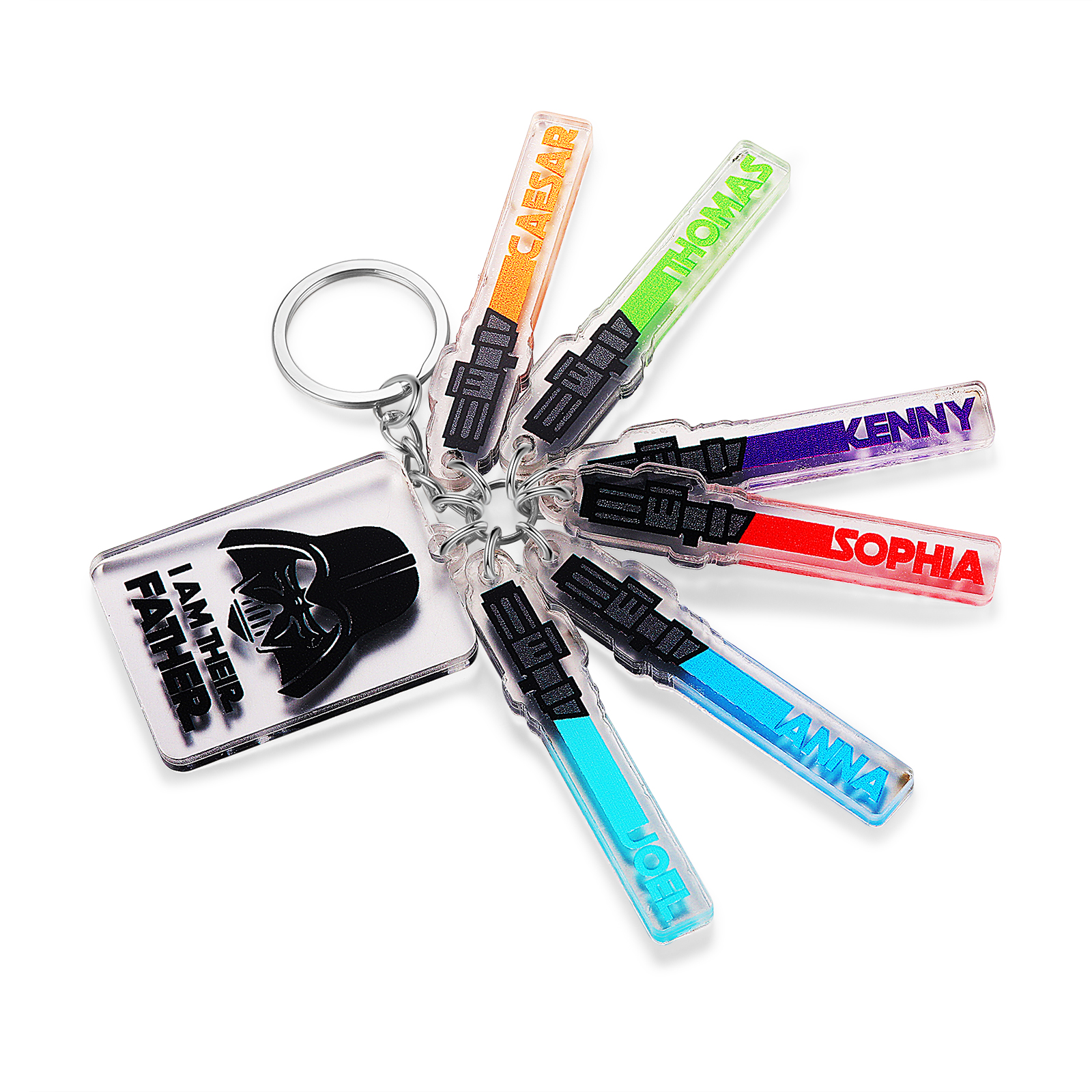 6 Names - Personalised Text & Name Acrylic Keychain Star Wars Gifts for Father/Grandpa-Jessemade AU