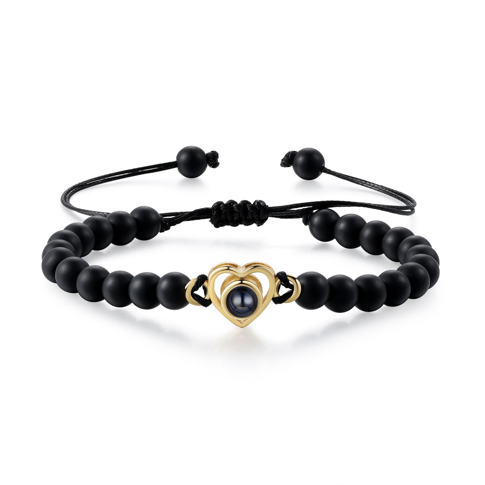 Personalised Projection Beaded Bracelet Customised Photo Bracelet Black Adjustable Bracelet Personalised Gift for Couples-Jessemade AU