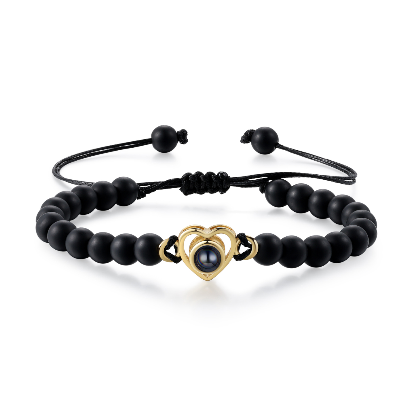 Personalised Projection Beaded Bracelet Customised Photo Bracelet Black Adjustable Bracelet Personalised Gift for Couples-Jessemade AU