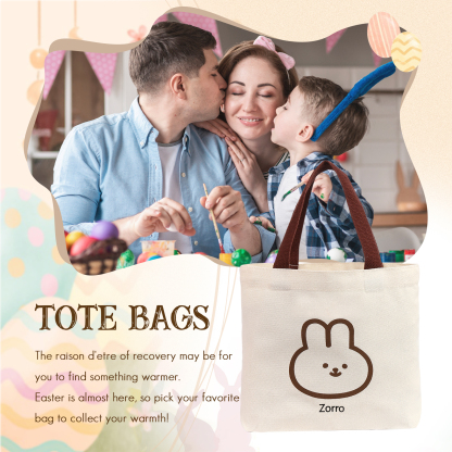 Personalised Bunny Tote Bag Customised with Name Bunny Handbag Easter Gifts-Jessemade AU