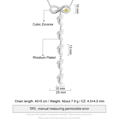 Mother's Day Gifts Personalised Infinity Baby Feet Mother Necklace Engraved 5 Names Necklace Gifts For Mom-Jessemade AU