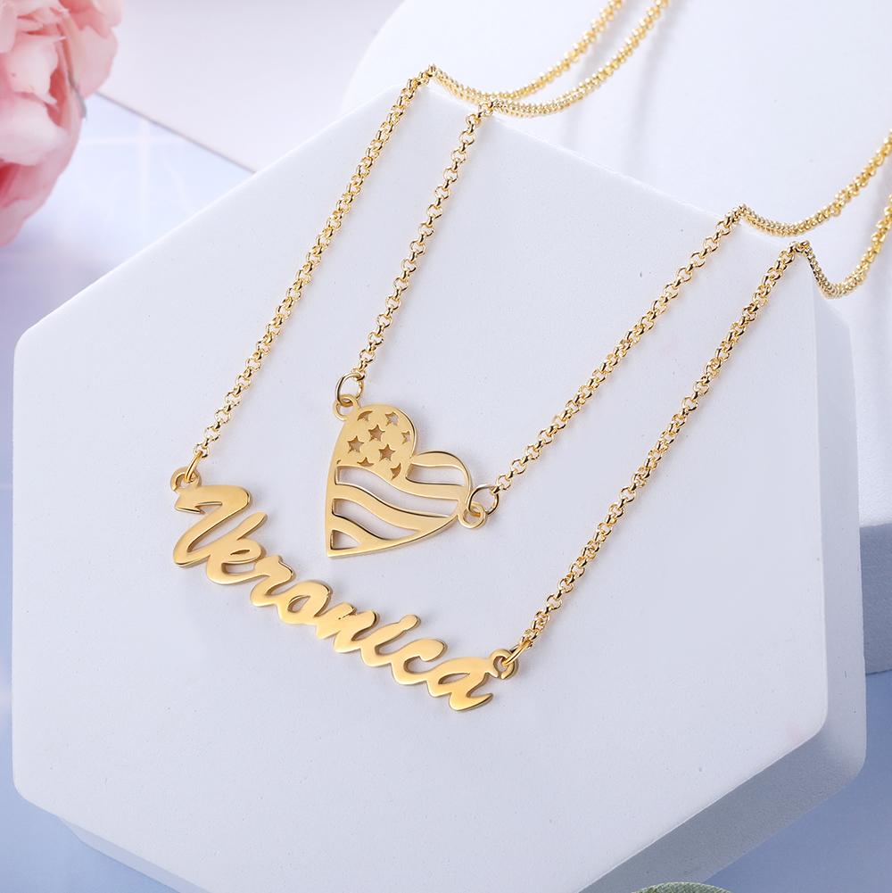 Personalised Heart Necklace Custom 1 Name Necklace Gift For Her-Jessemade AU