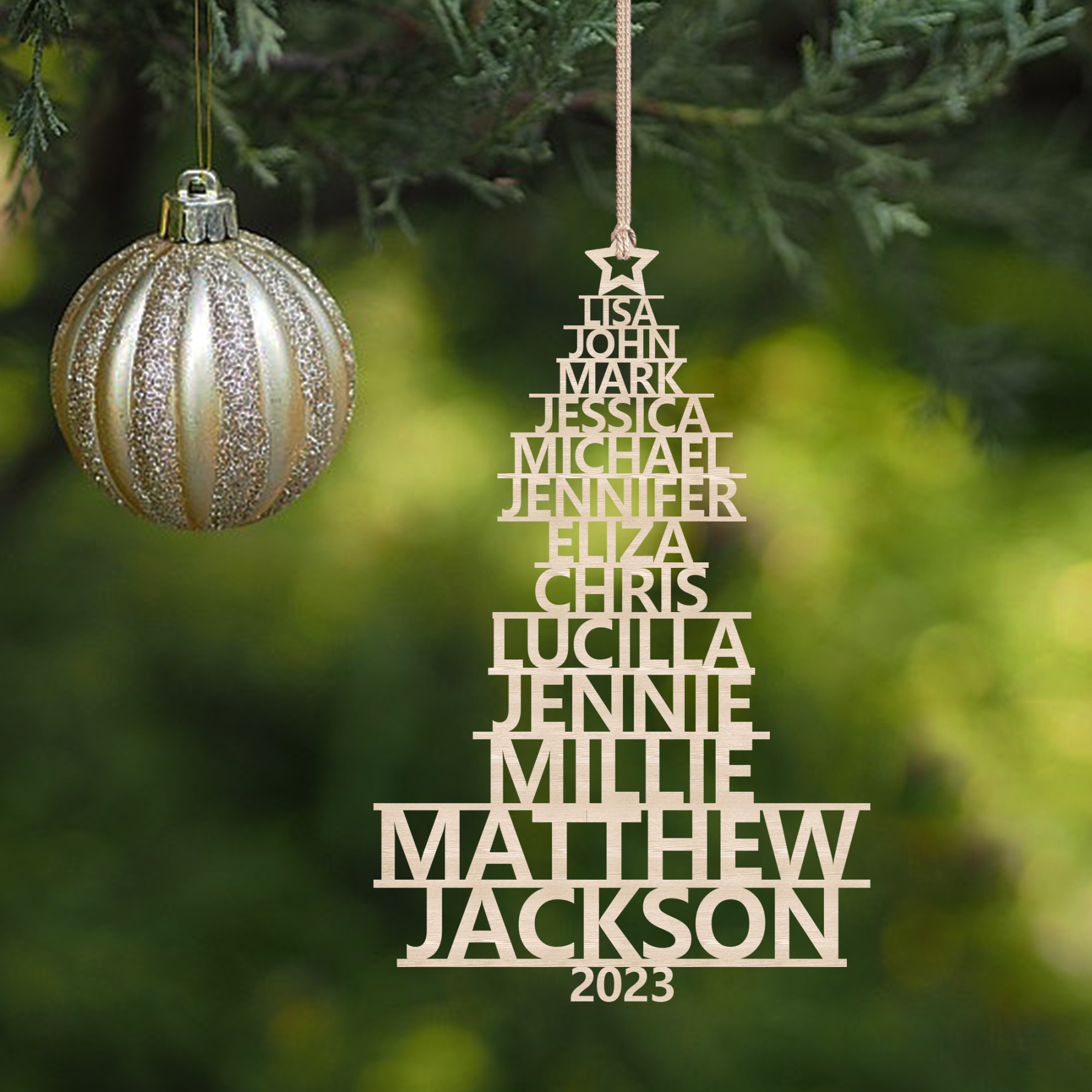 13 Names - Personalised Christmas Tree Ornaments Customised Name Xmas Wooden Decor Gifts for Family Friends-Jessemade AU