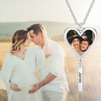 Personalised Photo Necklace Engraved Name Bar Necklace Gifts for Her-Jessemade AU